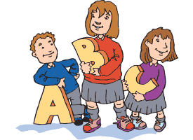 kids holding letters