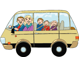 family in van on trip to scotland