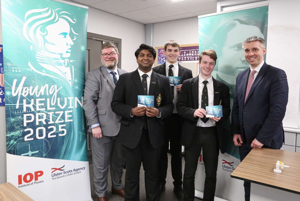 Four physics pupils from RBAI officially launch the Young Kelvin Prize