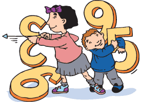kids playing with numbers